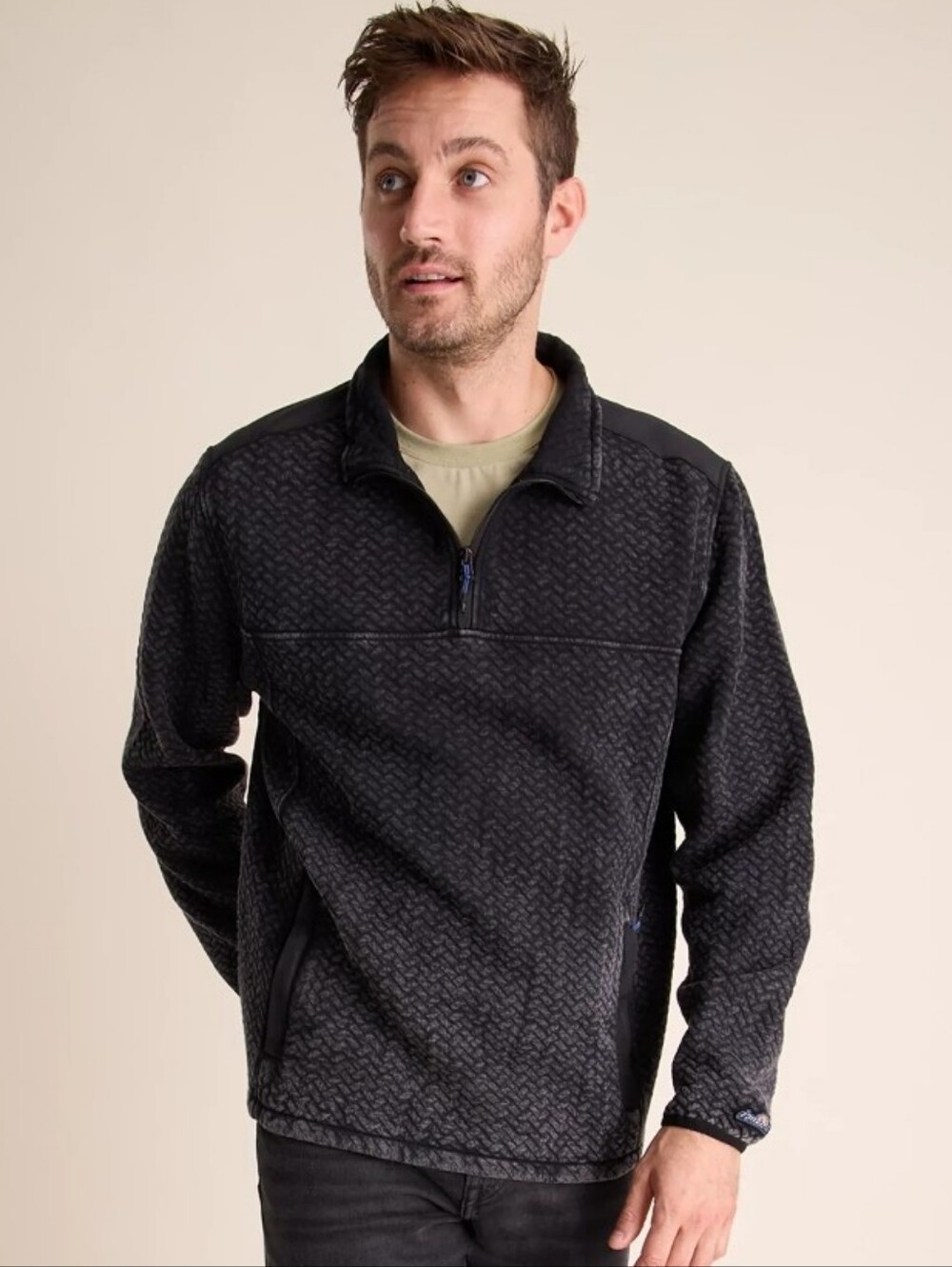 Chubbies Back To Basics Quilted Quarter Zip Pullover Faded Black Men's Size XL - Picture 2 of 11